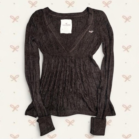 Hollister Sweaters - Rare Y2K Hollister Brown Babydoll Sweater-Size L